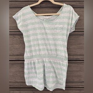 Forever 21 Off Shoulder Tunic Top EUC Cotton Striped Swim Coverup